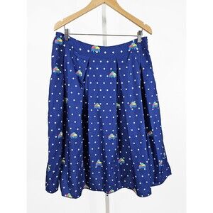 The Pueblo Stitch XL Rare Blue Artsy Art to Wear Gathered Skirt Zuni Designer
